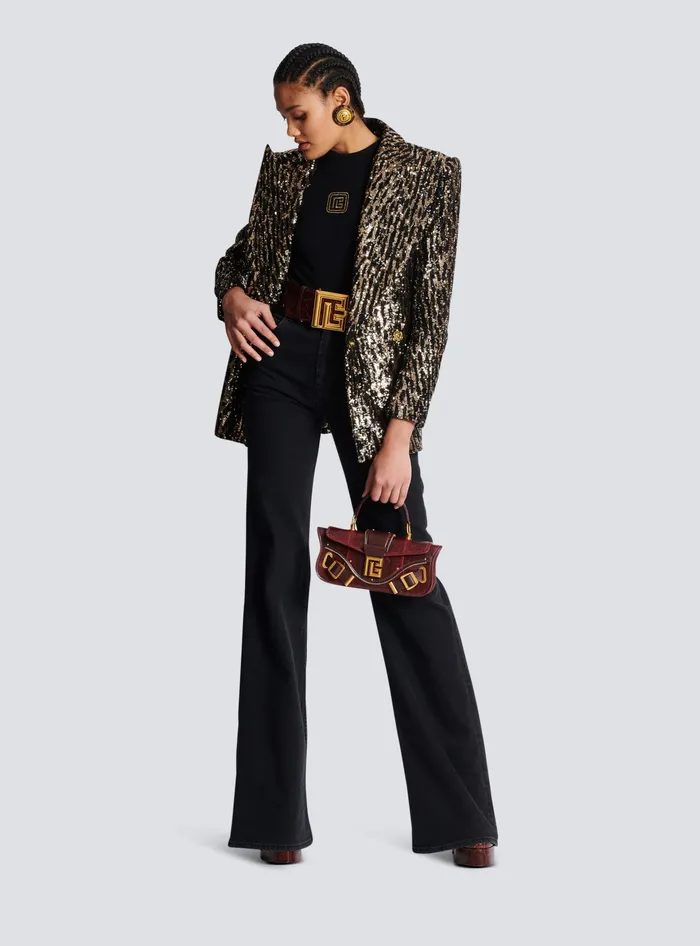 Balmain Retro PB Tshirt Black Women TShirts