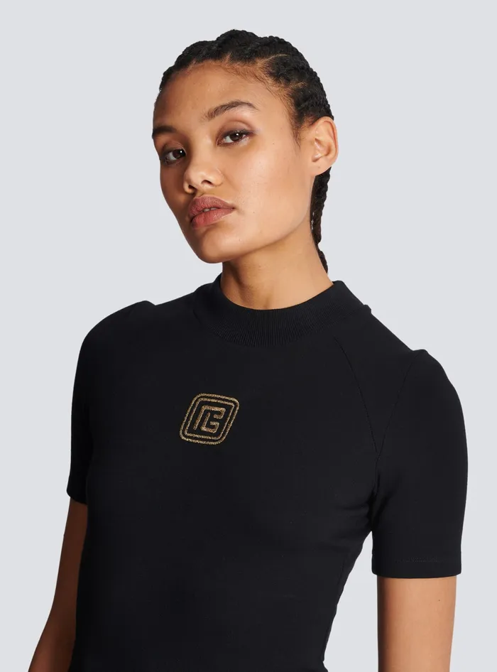 Balmain Retro PB Tshirt Black Women TShirts