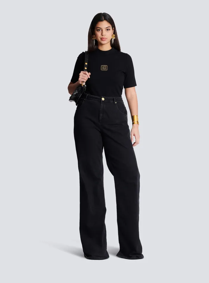 Balmain Retro PB Tshirt Black Women TShirts