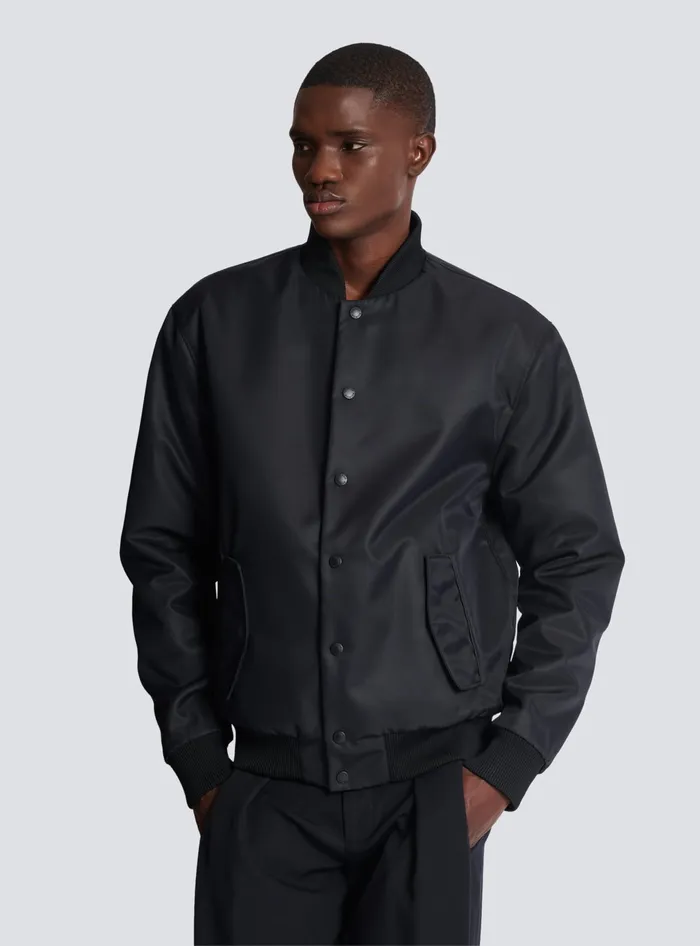 Balmain Reversible Bomber Jacket In Plain And Kissprint Nylon Black Men Outerwear
