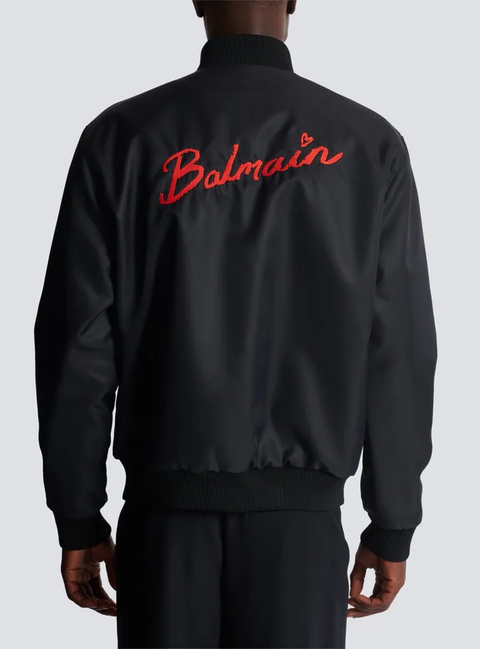 Balmain Reversible Bomber Jacket In Plain And Kissprint Nylon Black Men Outerwear