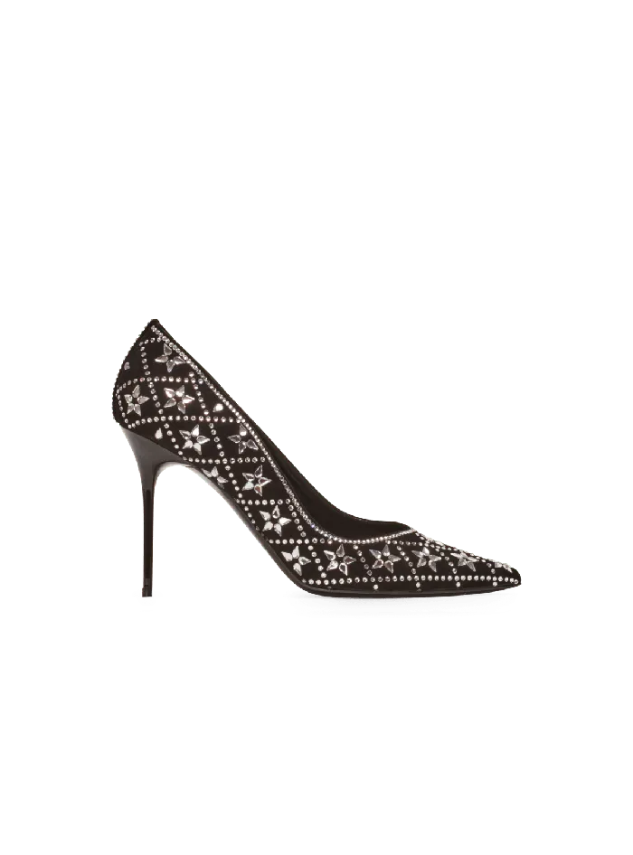 Balmain Ruby Suede And Crystal Pumps Black Women High Heels and Pumps