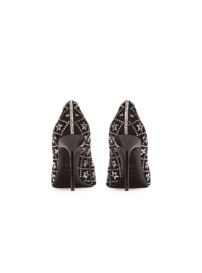 Balmain Ruby Suede And Crystal Pumps Black Women High Heels and Pumps