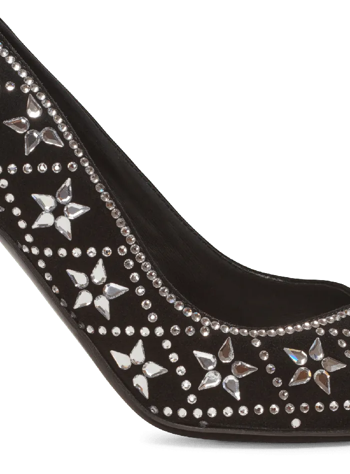 Balmain Ruby Suede And Crystal Pumps Black Women High Heels and Pumps