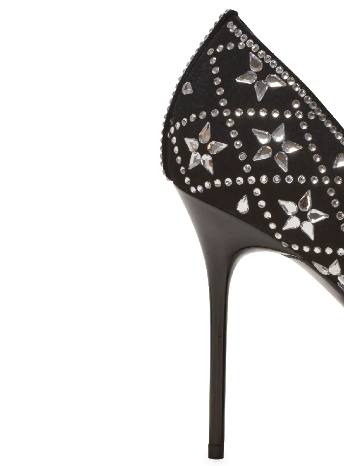 Balmain Ruby Suede And Crystal Pumps Black Women High Heels and Pumps
