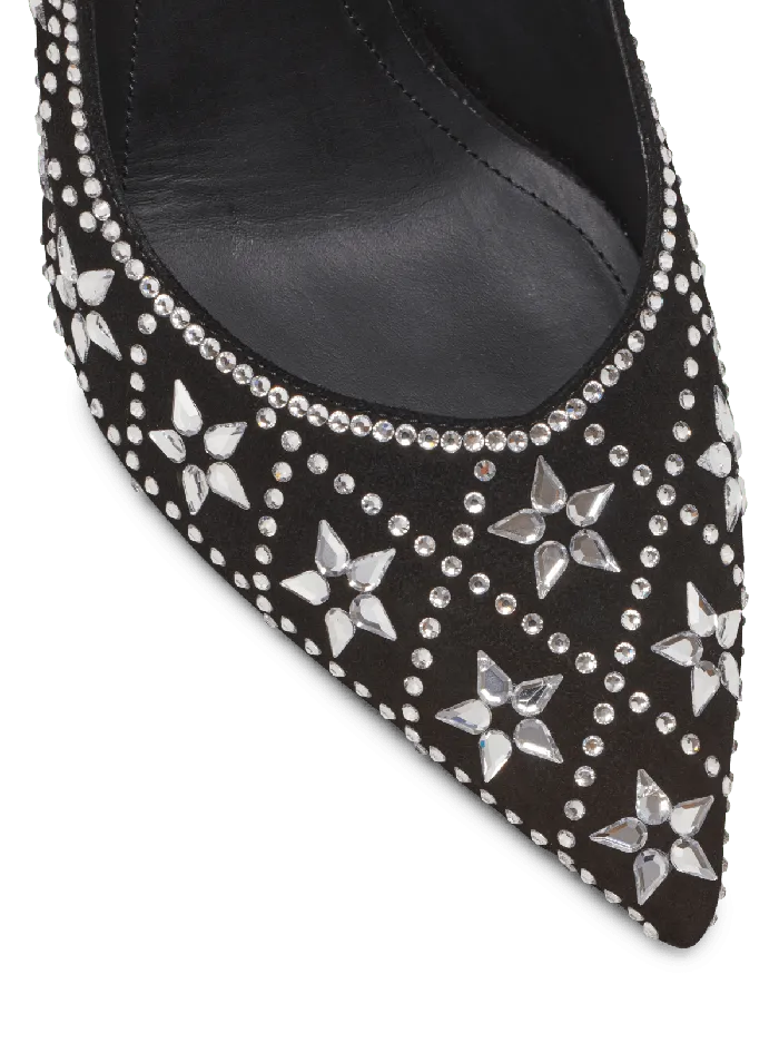 Balmain Ruby Suede And Crystal Pumps Black Women High Heels and Pumps
