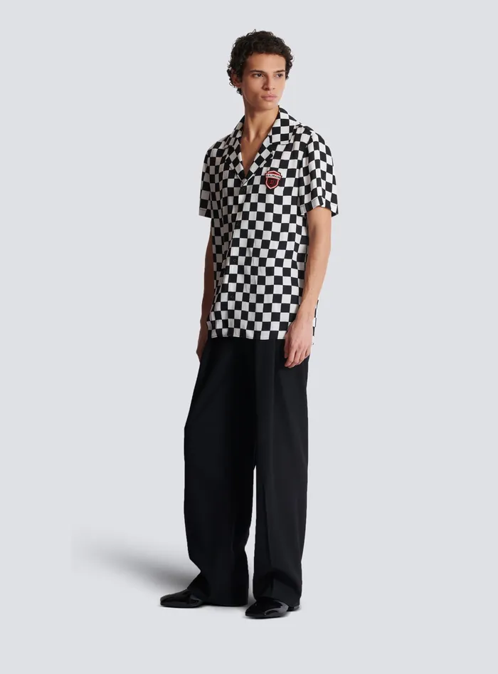 Balmain Satin Racing Pyjama Shirt Black Men Shirts And Polos