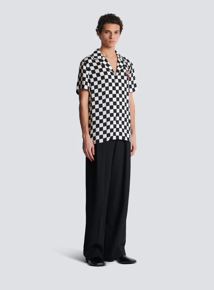 Balmain Satin Racing Pyjama Shirt Black Men Shirts And Polos