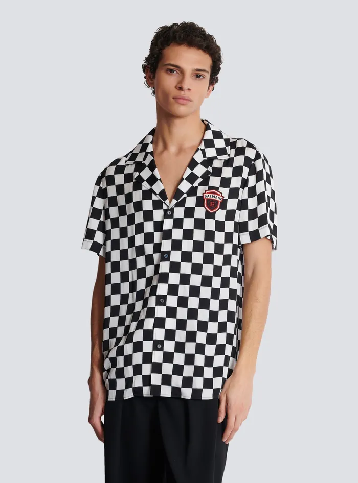 Balmain Satin Racing Pyjama Shirt Black Men Shirts And Polos