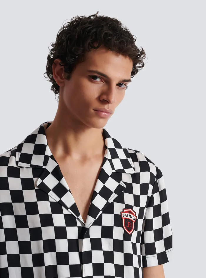 Balmain Satin Racing Pyjama Shirt Black Men Shirts And Polos