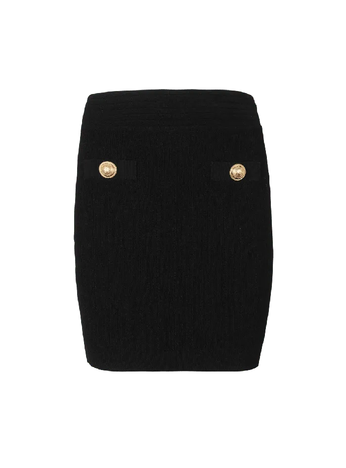 Balmain Short Knit Skirt Black Women Knitwear