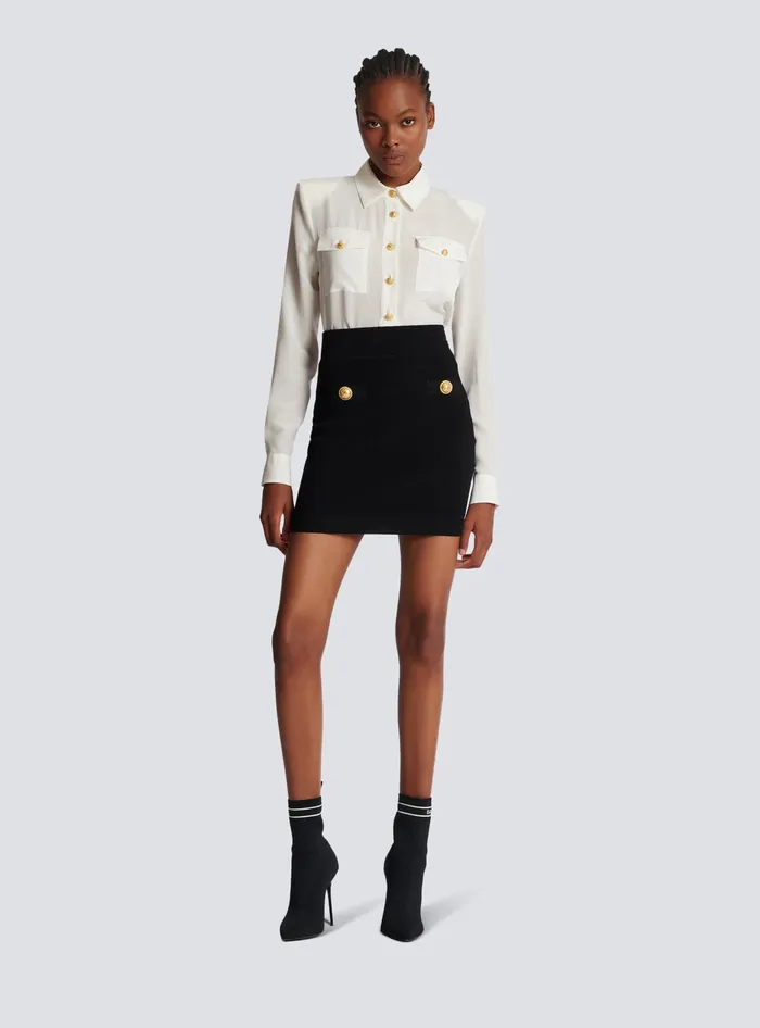 Balmain Short Knit Skirt Black Women Knitwear
