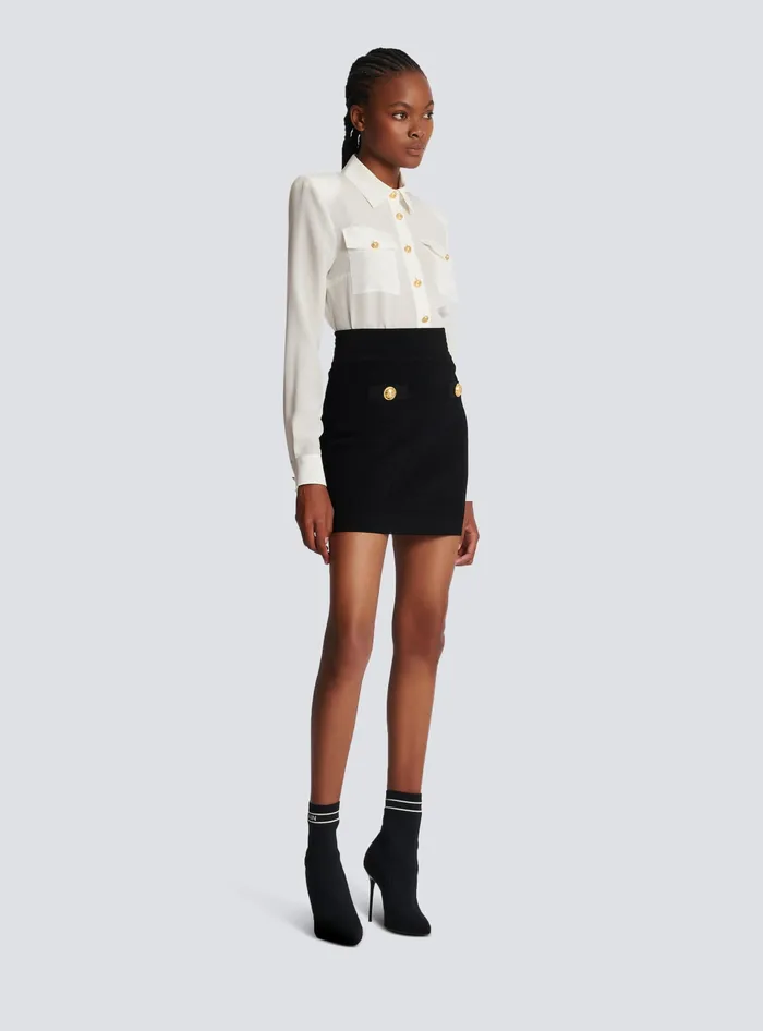 Balmain Short Knit Skirt Black Women Knitwear