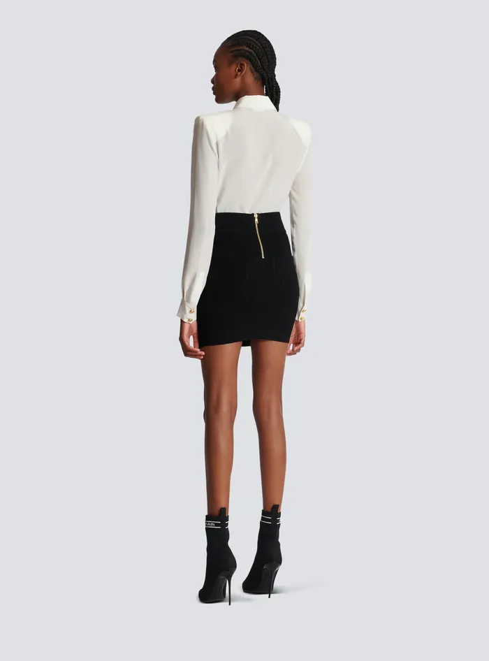 Balmain Short Knit Skirt Black Women Knitwear
