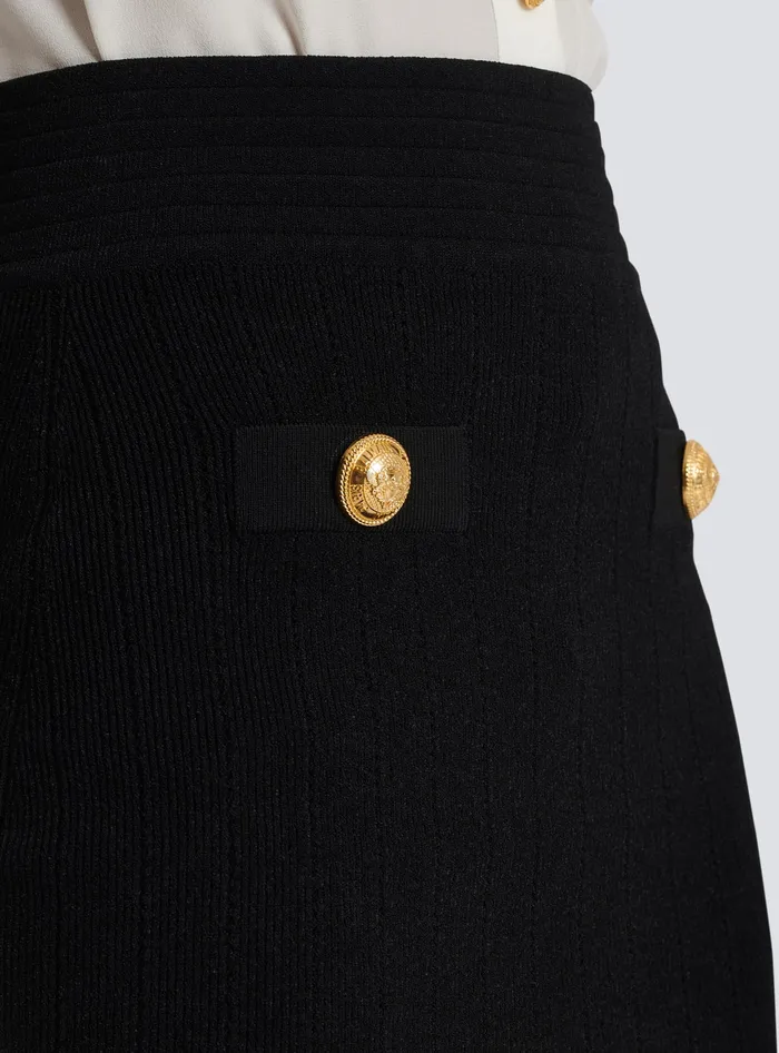 Balmain Short Knit Skirt Black Women Knitwear