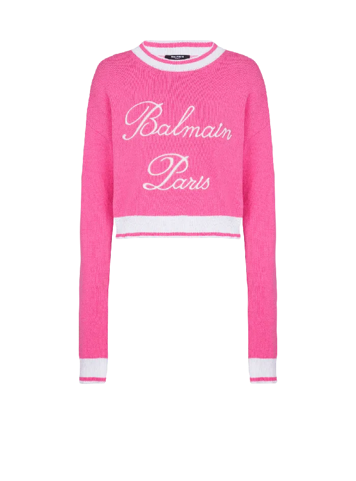 Balmain Signature Knit Jumper Pink Women Knitwear