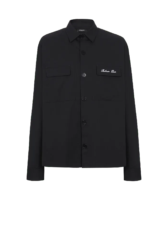 Balmain Signature Overshirt Black Men Shirts And Polos