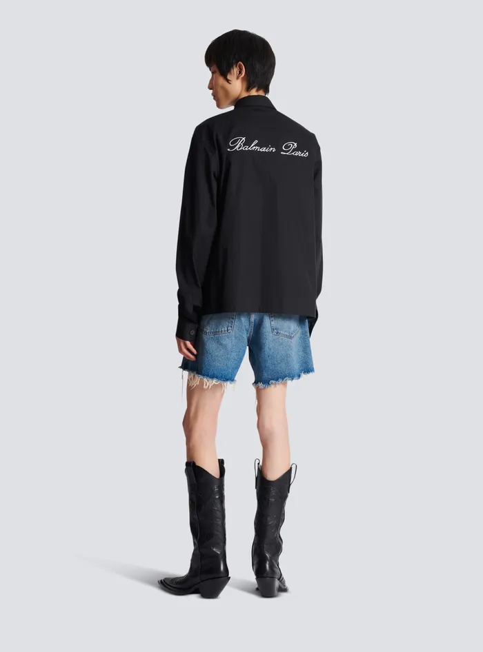 Balmain Signature Overshirt Black Men Shirts And Polos