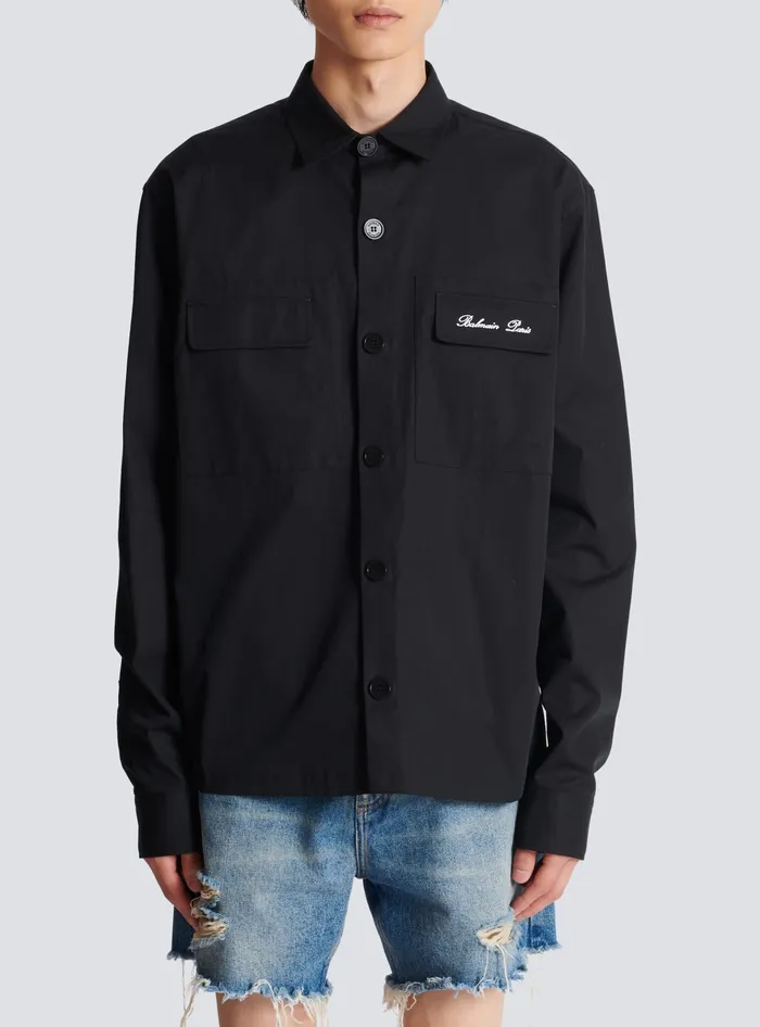 Balmain Signature Overshirt Black Men Shirts And Polos