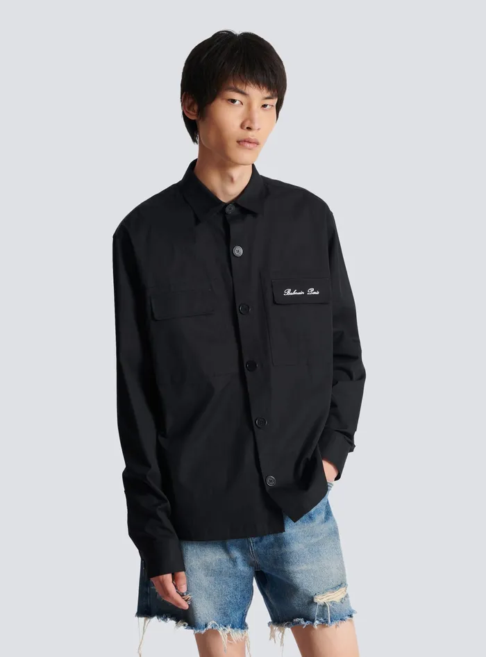 Balmain Signature Overshirt Black Men Shirts And Polos