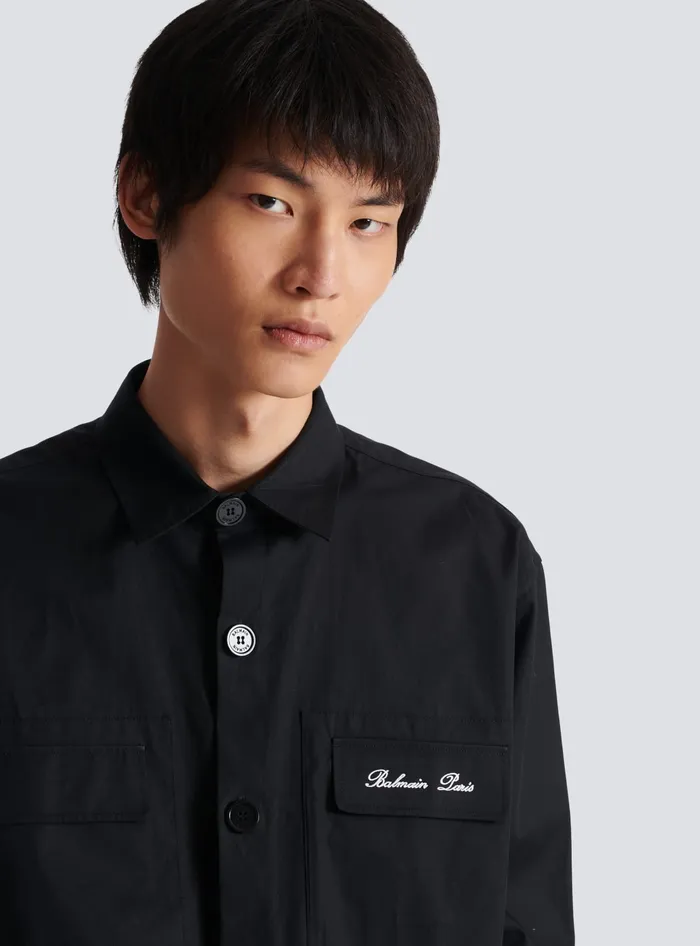 Balmain Signature Overshirt Black Men Shirts And Polos