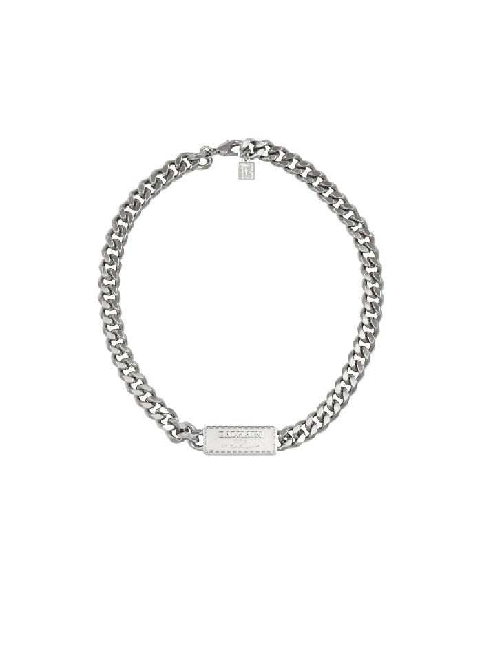 Balmain Signature Tubular Brass Necklace Silver Men Fashion Jewelry