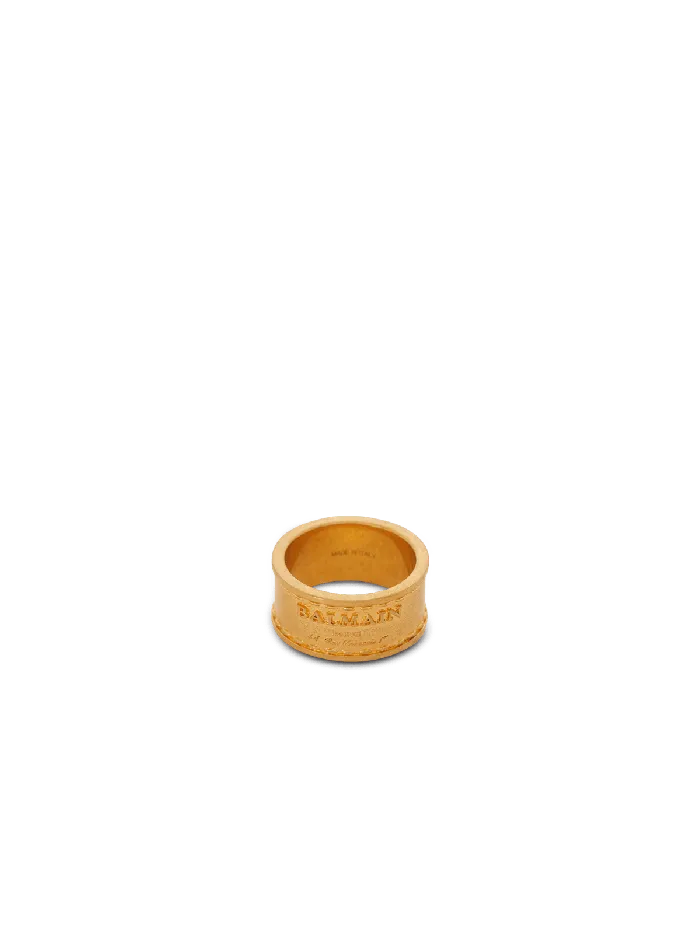 Balmain Signature Tubular Ring Gold WomenMen Fashion Jewelry