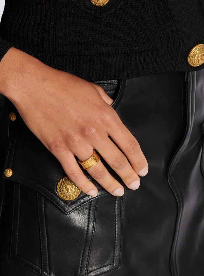 Balmain Signature Tubular Ring Gold WomenMen Fashion Jewelry