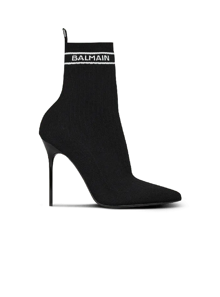 Balmain Skye Knit Ankle Boots Black Women Boots