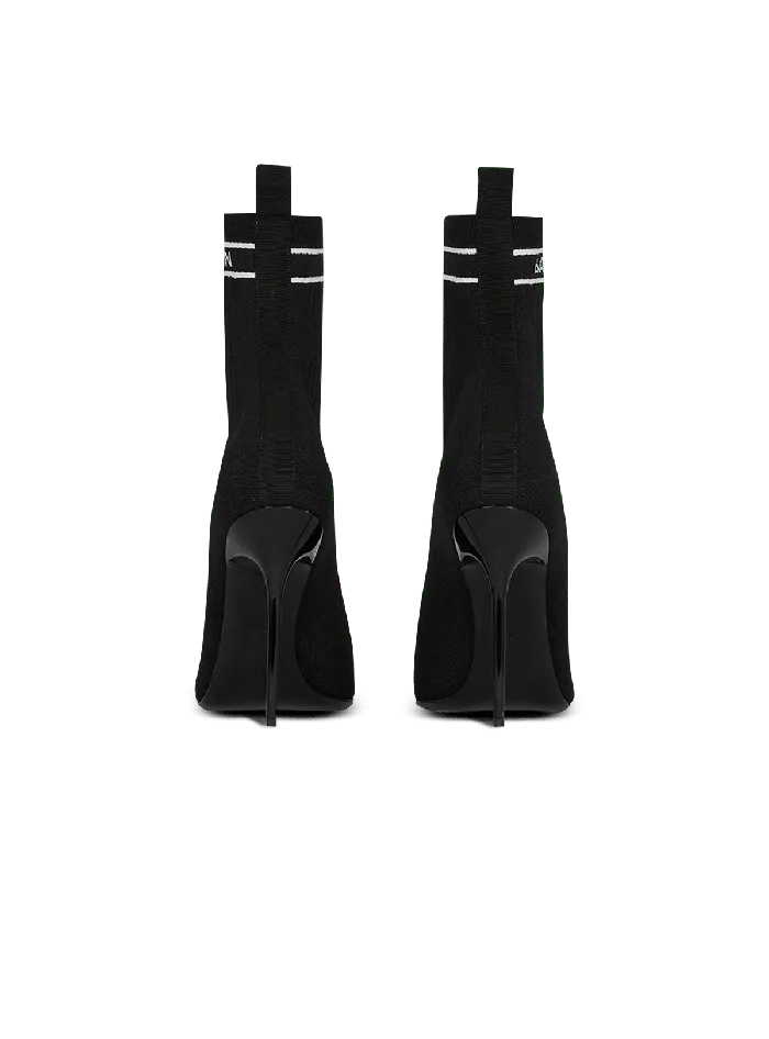 Balmain Skye Knit Ankle Boots Black Women Boots