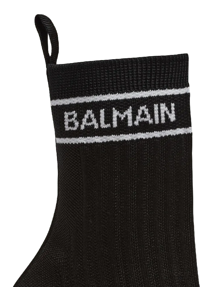 Balmain Skye Knit Ankle Boots Black Women Boots