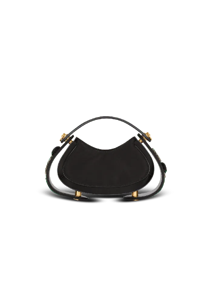 Balmain Small Jolie Madame Bag In Blackberryembroidered Satin Black Women Handbags