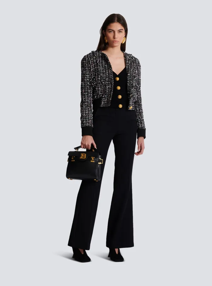 Balmain Smooth Leather BBuzz 23 Bag Black Women Handbags