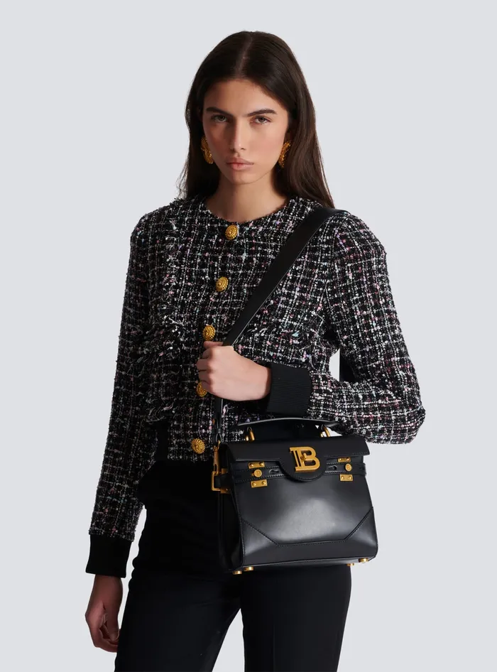 Balmain Smooth Leather BBuzz 23 Bag Black Women Handbags