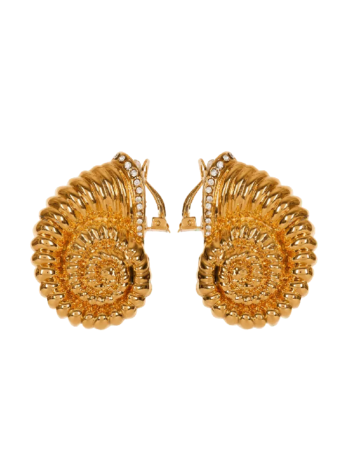 Balmain Snail Brass And Rhinestone Earrings Gold Women Fashion Jewelry