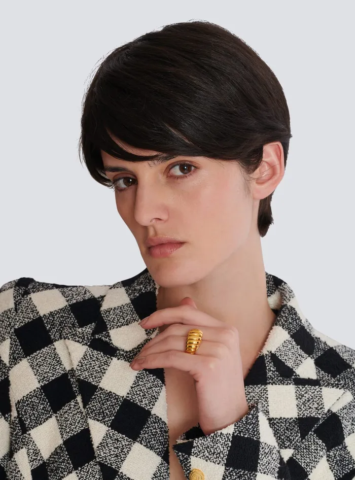Balmain Snail Ring In Brass And Crystals Gold Women Fashion Jewelry