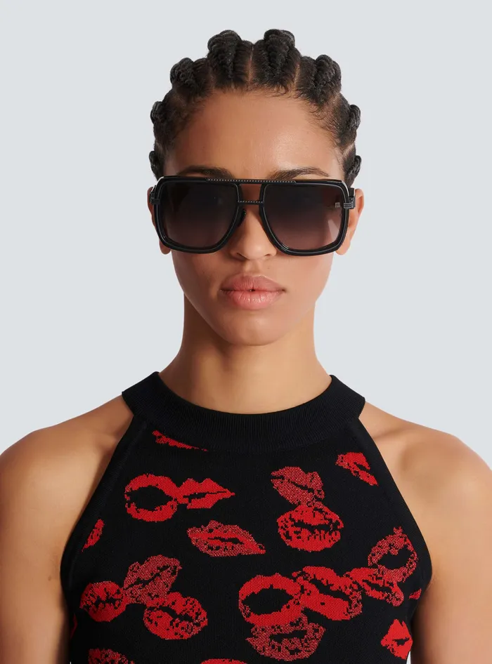 Balmain Soldier Sunglasses Black WomenMen Eyewear