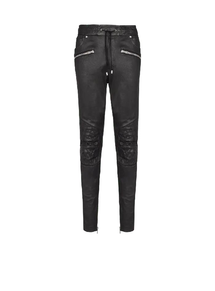 Balmain Stretch Leather Trousers Black Men Trousers And Shorts