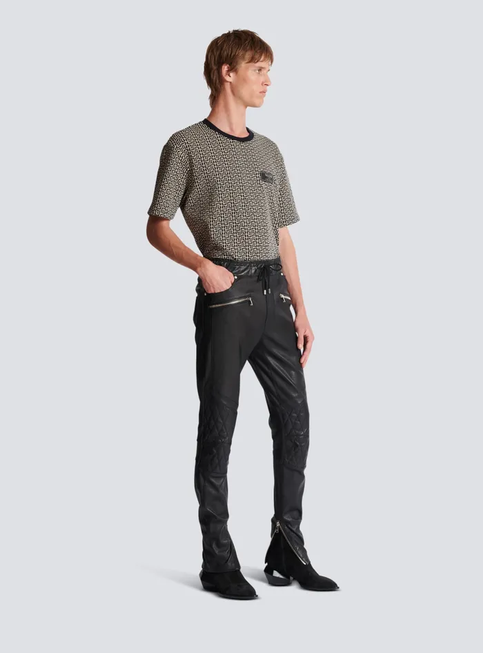 Balmain Stretch Leather Trousers Black Men Trousers And Shorts