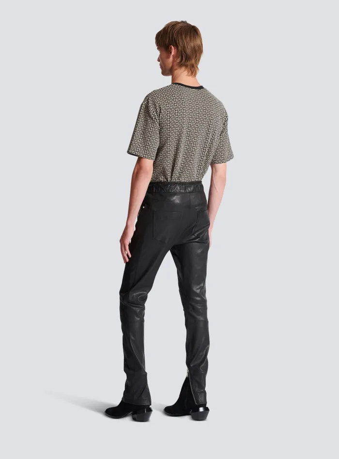 Balmain Stretch Leather Trousers Black Men Trousers And Shorts