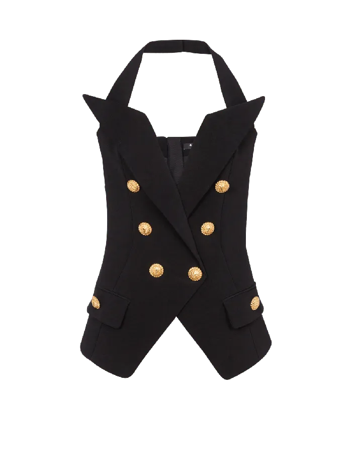 Balmain Structured Crepe Top Black Women Tops And Shirts
