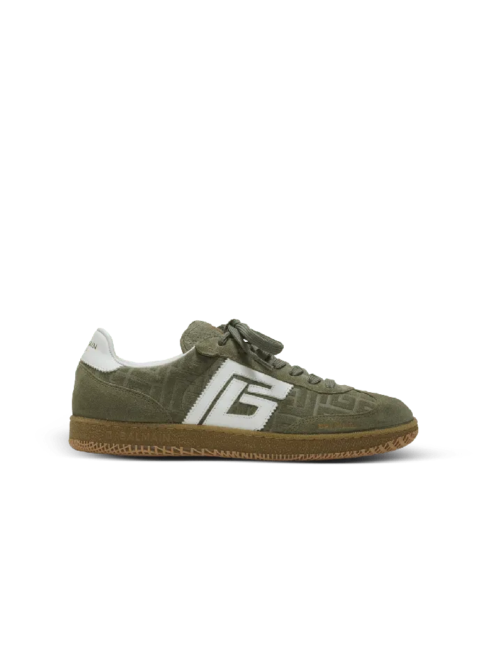 Balmain Suede Swan Trainers Khaki Women Sneakers