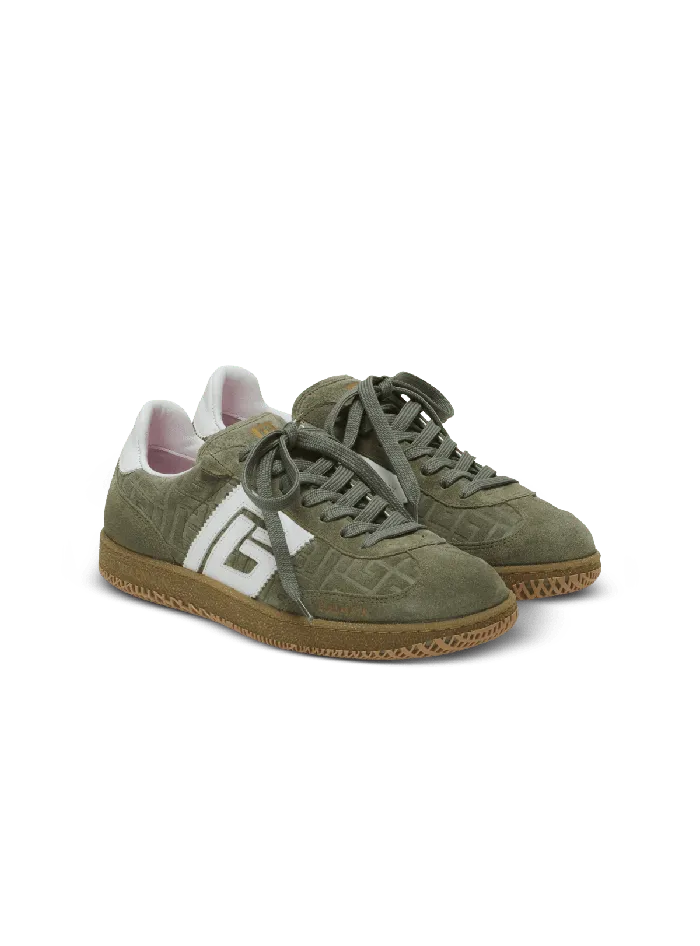 Balmain Suede Swan Trainers Khaki Women Sneakers