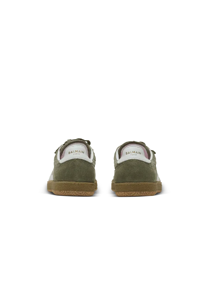Balmain Suede Swan Trainers Khaki Women Sneakers