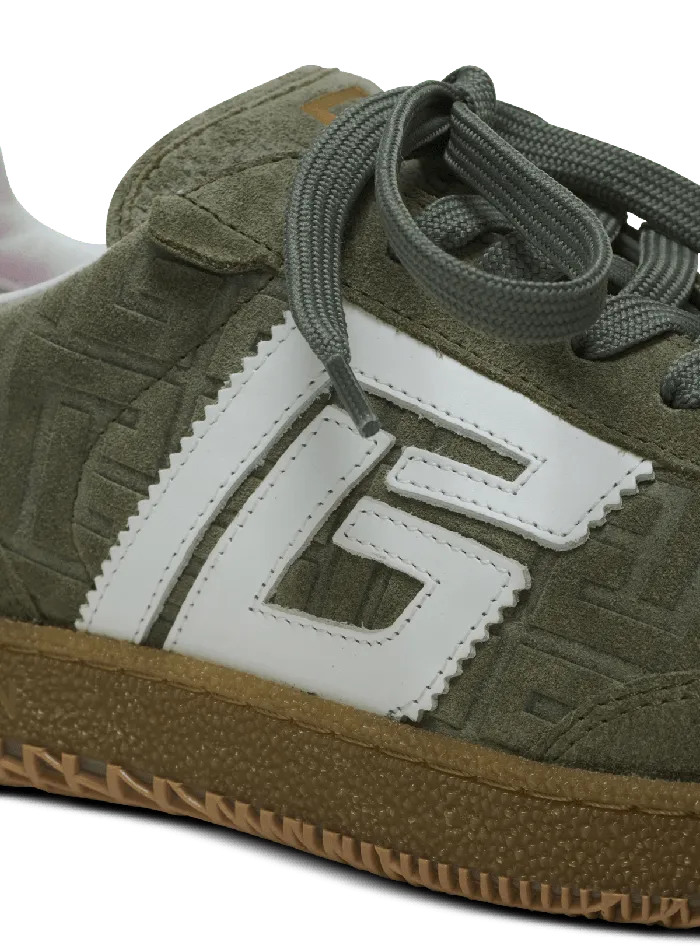Balmain Suede Swan Trainers Khaki Women Sneakers
