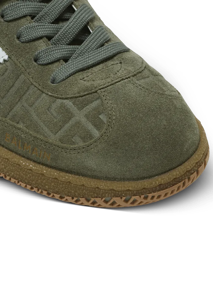 Balmain Suede Swan Trainers Khaki Women Sneakers
