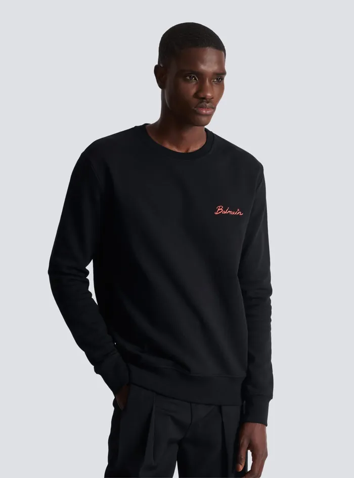 Balmain Sweatshirt With Kiss Print Black Men Sweatshirts