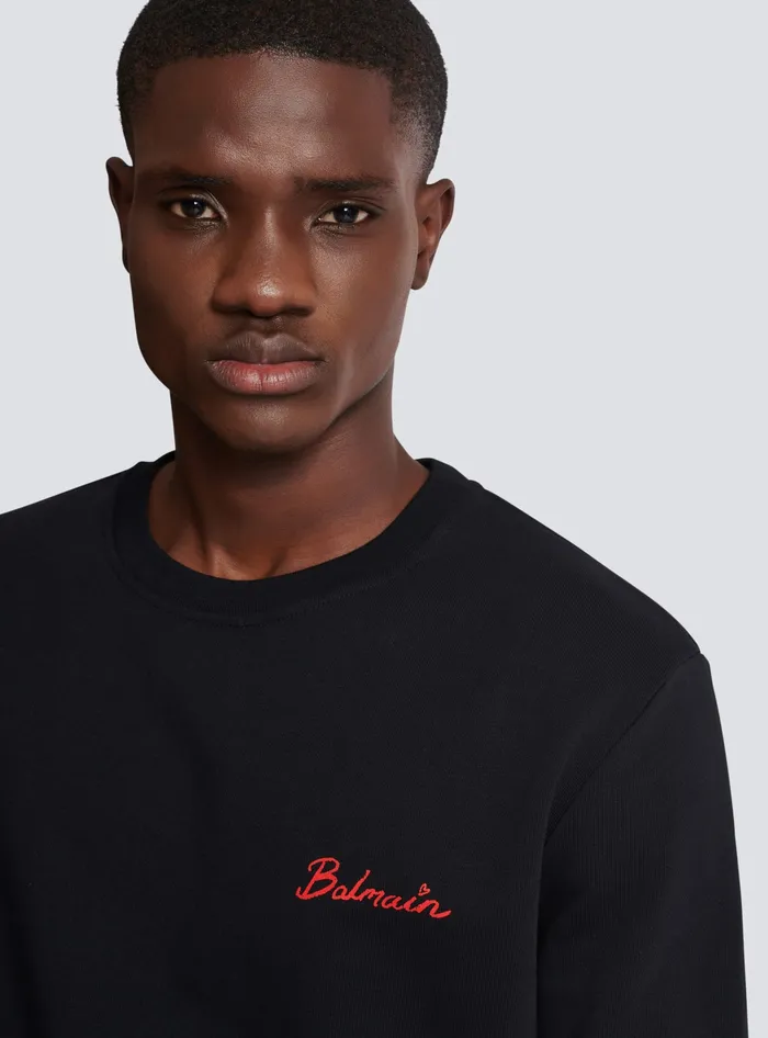 Balmain Sweatshirt With Kiss Print Black Men Sweatshirts