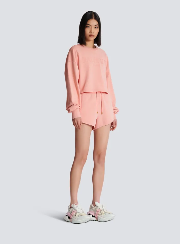 Balmain Sweatshirt With Vintage Embroidery Pink Women Sweatshirts