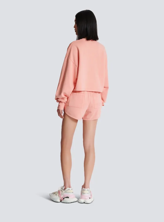 Balmain Sweatshirt With Vintage Embroidery Pink Women Sweatshirts